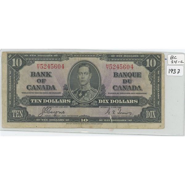 1937 Canadian Ten Dollar Bank Note