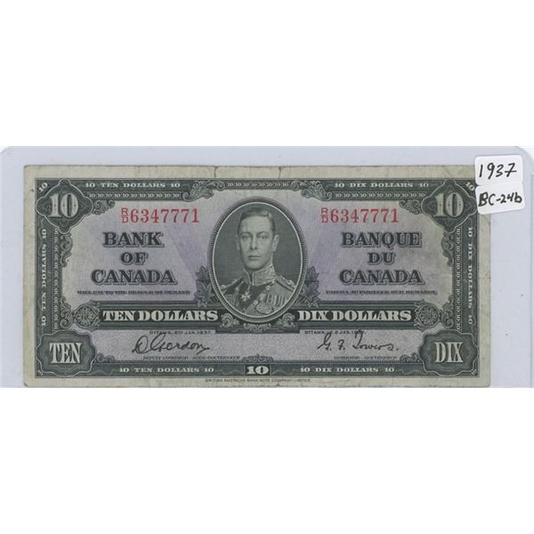 1937 Canadian Ten Dollar Bank Note