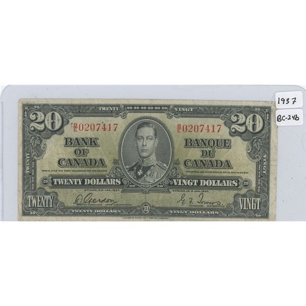 1937 Canadian Twenty Dollar Bank Note