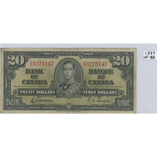 1937 Canadian Twenty Dollar Bank Note