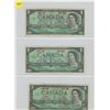 Image 1 : Sheet of 3 Canadian Bank Notes - 1967 One Dollar Note x 3