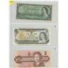 Image 1 : Sheet of 3 Canadian Bank Notes - 1954 One Dollar Note, 1973 Gem Uncirculated One Dollar Note, 1986 G