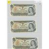 Image 1 : Sheet of 3 Canadian Bank Notes - 1973 Gem Uncirculated One Dollar Notes x 3