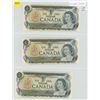 Image 1 : Sheet of 3 Canadian Bank Notes - 1973 Gem Uncirculated One Dollar Notes x 3, Consecutive Prefix # EA