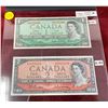 Image 2 : One Plexiglass Holder with Five 1954 Canadian Gem Uncirculated Bank Notes - One Dollar, Two Dollar, 