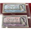 Image 3 : One Plexiglass Holder with Five 1954 Canadian Gem Uncirculated Bank Notes - One Dollar, Two Dollar, 