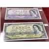 Image 4 : One Plexiglass Holder with Five 1954 Canadian Gem Uncirculated Bank Notes - One Dollar, Two Dollar, 