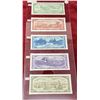 Image 5 : One Plexiglass Holder with Five 1954 Canadian Gem Uncirculated Bank Notes - One Dollar, Two Dollar, 