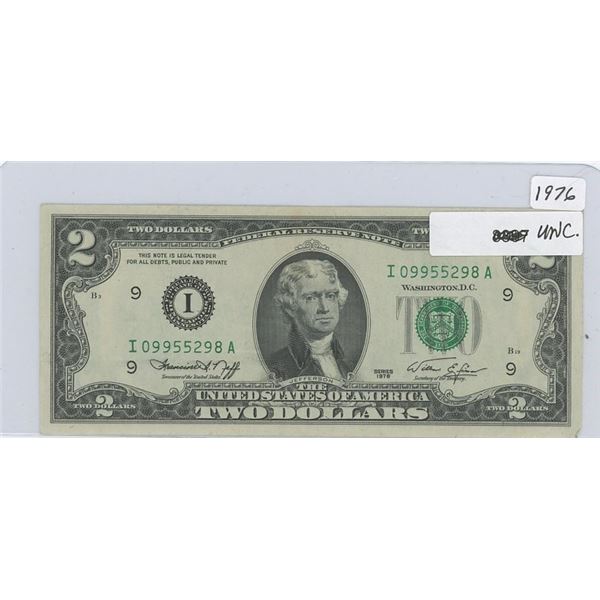 1976 USA Two Dollar Bank Note