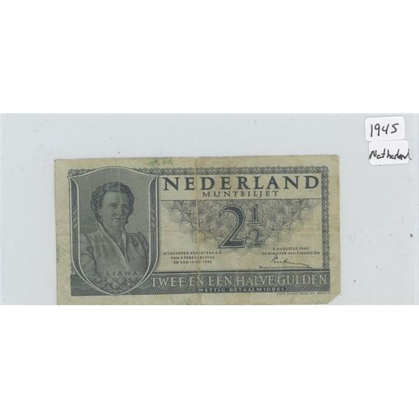 1945 Netherland - 2 1/2 Gulden