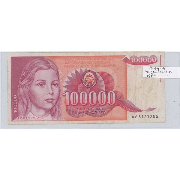 Bank of Bosnia, Yugoslavia - 100,000 Dinara