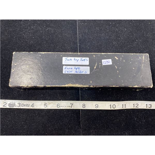 Black Box Of 2x2 Coin Holders And Yellow Envelopes