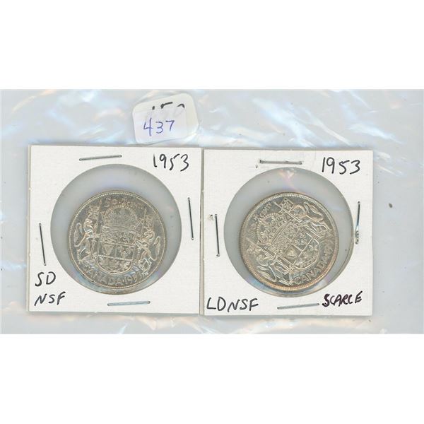 2 Canadian Silver 50 Cent Pieces