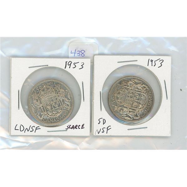 2 Canadian Silver 50 Cent Pieces