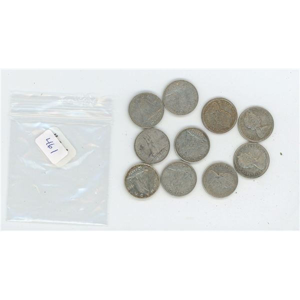 10 Canadian Silver 10 Cent Pieces