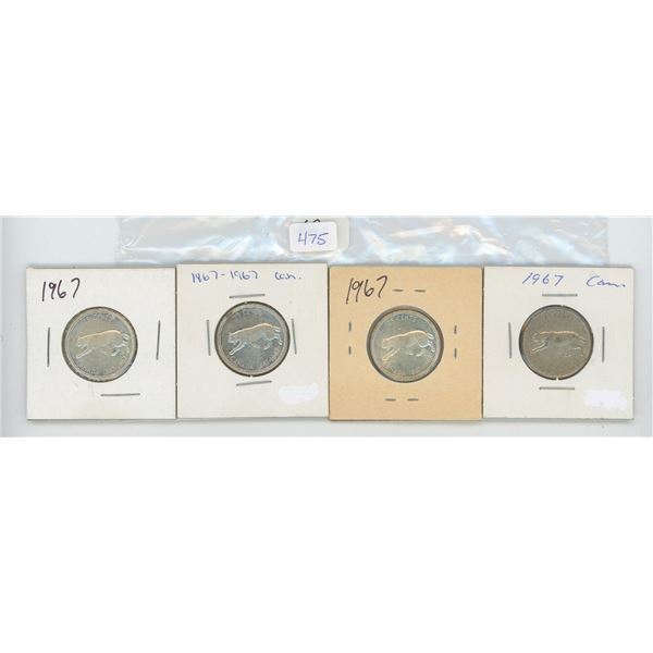 4 Canadian Silver 10 Cent Pieces