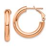 Image 1 : 14k Rose Gold Polished Round Hoop Earrings - 4x15 mm
