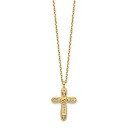 14k Yellow Gold Cross CZ Necklace - 20 in.