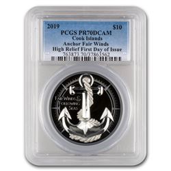 2019 Cook Islands 2 oz Silver Fair Winds Anchor PR-70 PCGS