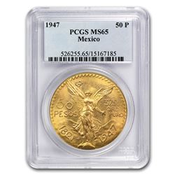 1947 Mexico Gold 50 Pesos MS-65 PCGS