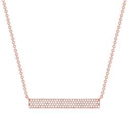 Natural 0.14 CTW Rectangle Diamond Bar Necklace 14KT Rose Gold