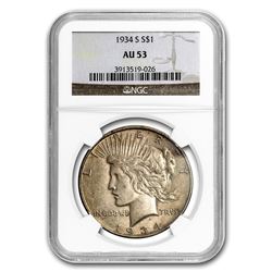 1934-S Peace Dollar AU-53 NGC