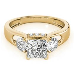 Natural 1.35 ctw Princess Cut Diamond 3 Stone Ring 14k Yellow Gold