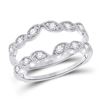 Image 1 : 14kt White Gold Womens Round Diamond Milgrain Wrap Ring Guard Enhancer 1/3 Cttw