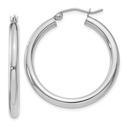 14k White 3 mm Hoop Earrings