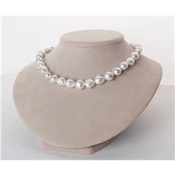 Strong Silver White South Sea Free-Form Baroque Pearl Necklace, 18", 10.0-13.2mm, AA+ Quality