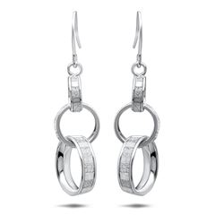 14k White Gold Glimmer Infused Dangle Earrings
