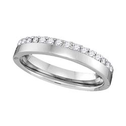 14kt White Gold Womens Machine-Set Round Diamond Wedding Band 1/4 Cttw