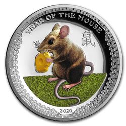 2020 Palau 1 oz Silver $5 Year of the Mouse UHR (Colorized)