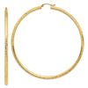 Image 1 : 14k Yellow Gold Diamond-cut Hoop Earrings - 3x80 mm