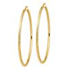 Image 2 : 14k Yellow Gold Diamond-cut Hoop Earrings - 3x80 mm