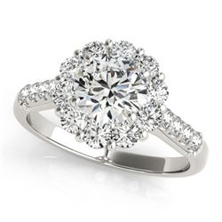 Natural 2 ctw Diamond Solitaire Halo Ring 14k White Gold
