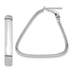14k White Gold Triangle Omega Back Hoop Earrings - 5 mm