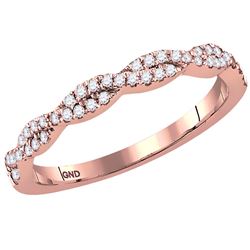 14kt Rose Gold Womens Round Diamond Twist Stackable Band Ring 1/4 Cttw