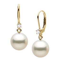 White South Sea Pearl and Diamond Leverback Dangle Earrings