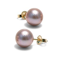Lavender Freshwater Pearl Earrings, 8.5-9.0mm