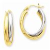 Image 1 : 14k Solid Gold Two-Tone Polished Double Oval Hoop Earrings