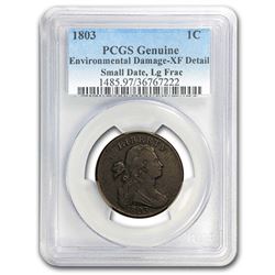 1803 Large Cent Sm Date, Lg Fraction Genuine XF Details PCGS