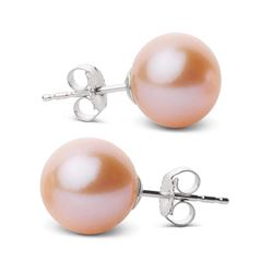 Elite Collection Pink to Peach Freshwater Pearl Stud Earrings, 9.5-10.0mm