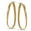 Image 2 : 14k Gold Textured Oval Hoop Earrings