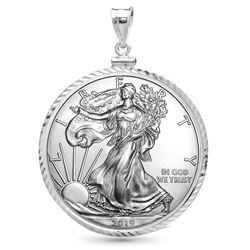 2019 1 oz Silver Eagle Pendant (Diamond-Cut ScrewTop Bezel)