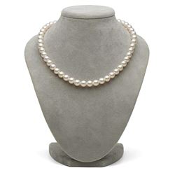 White Hanadama Japanese Akoya Pearl Necklace, 8.5-9.0mm