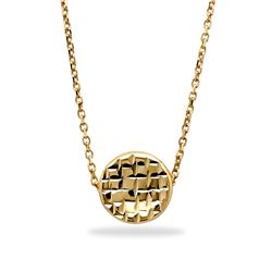 14k Gold Polished Diamond-Cut Round Necklace