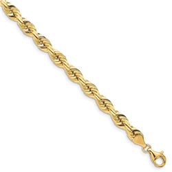 14k Yellow Gold 7.0 mm Diamond Cut Quadruple Rope Chain - 8 in.