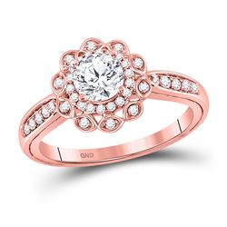 14kt Rose Gold Round Diamond Solitaire Bridal Wedding Engagement Ring 1 Cttw