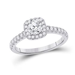 14kt White Gold Round Diamond Solitaire Bridal Wedding Engagement Ring 1 Cttw